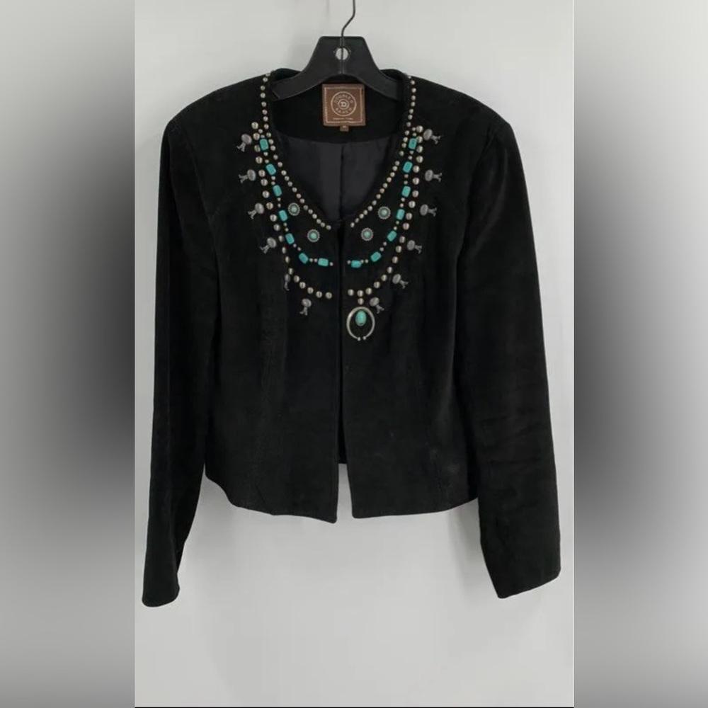 Vintage Double D Ranch Suede Blazer Jacket with Squash Blossom/ Naja accent